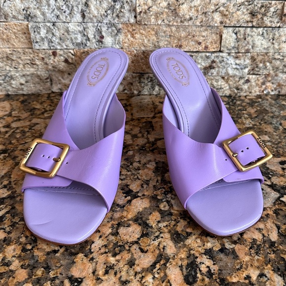 TOD'S Clear Heel Purple Slides - Picture 5 of 12